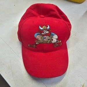 D39 Arne Blom red adjustable baseball cap/hat w/ Swedish Viking design